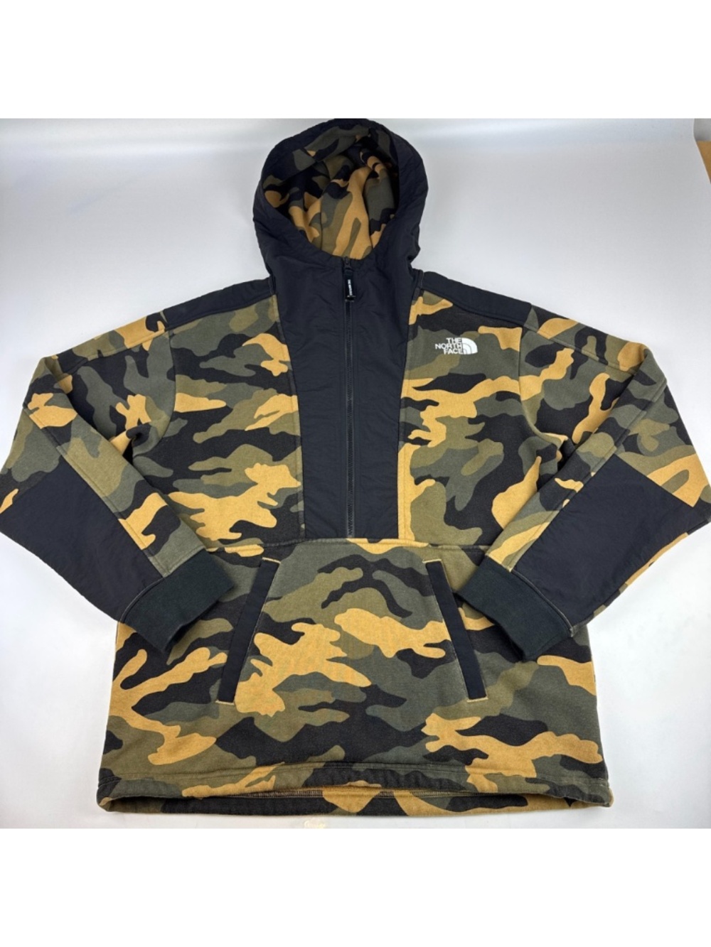 The North Face Mens Size S Oversized 1/2 Zip Hoodie Sweatshirt Camouflage